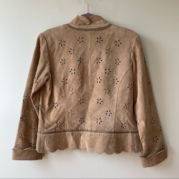 Margaret Godfrey Vintage Laser Cutout Suede Leather Jacket - Picture 10 of 11